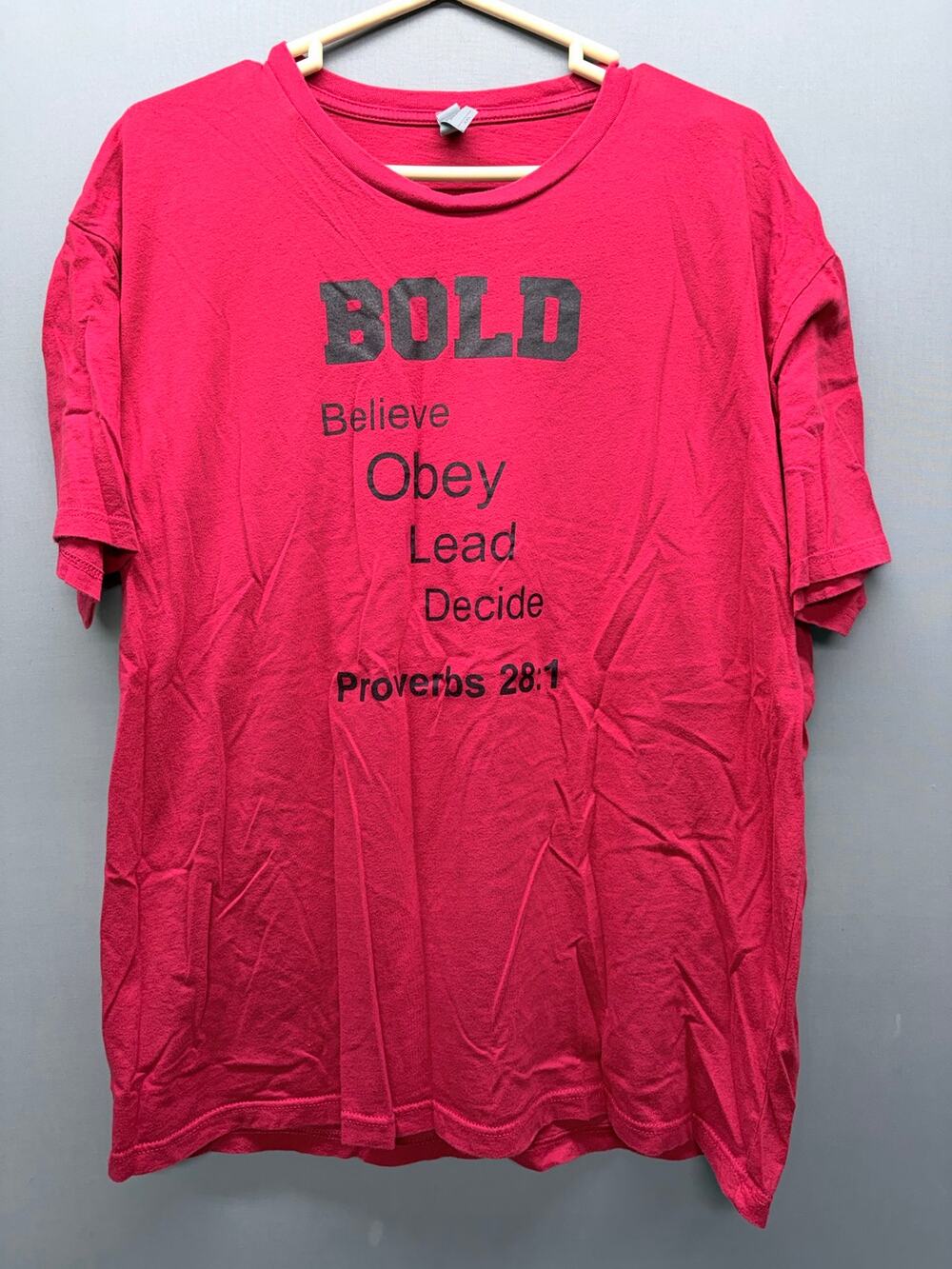 Next Level Apparel Christian Proverbs 28:1 Lion Graphic Red T-Shirt Men's XXL